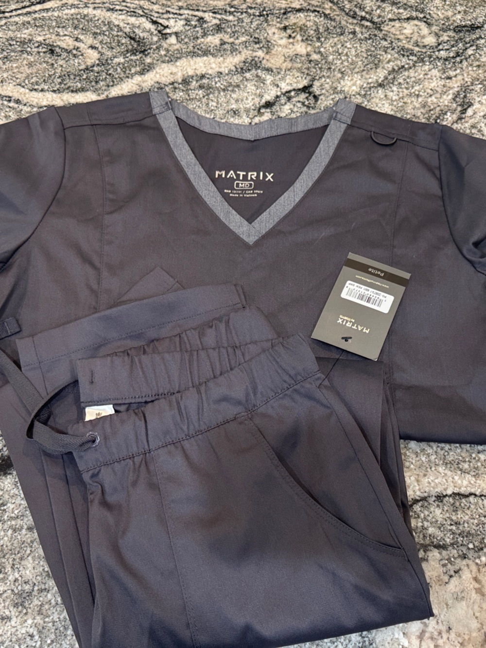 Matix Womens Short Sleeve V-Neck Scrub Set - Dark Charcoal